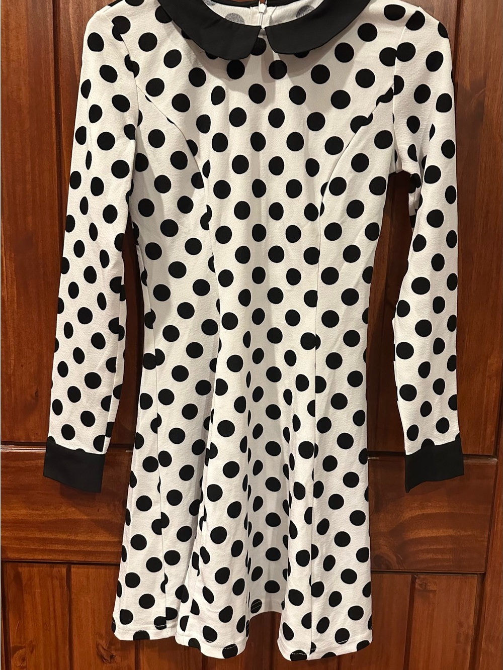 Allegra K Black  and White Polka Dot Dress with Peter Pan Collar XS